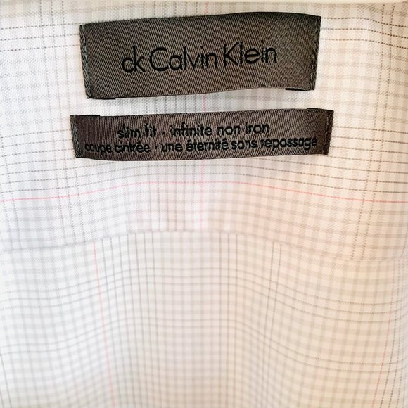 Calvin Klein Men's Shirt Slim-Fit Long Sleeve Non-Iron Button Up Size 18 34/35 - Picture 5 of 8